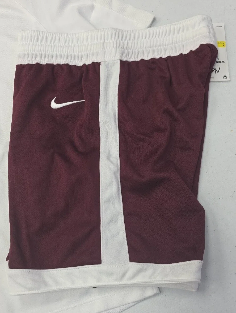 Nike White Dri-FIT Tee with Maroon and White Athletic Shorts - Picture 2 of 5